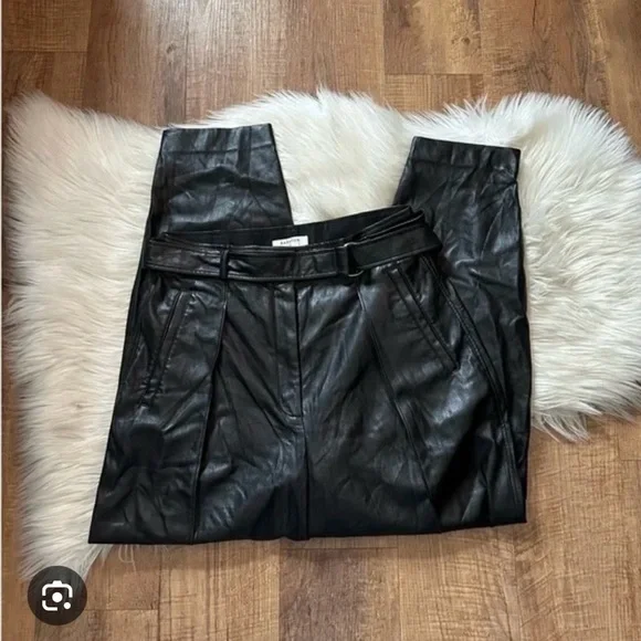 Babaton Black Cropped Leather Pants - Picture 4 of 5